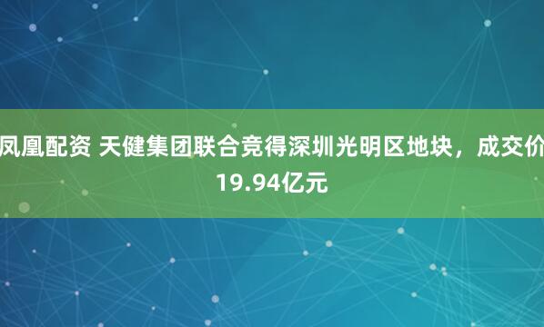 凤凰配资 天健集团联合竞得深圳光明区地块，成交价19.94亿元