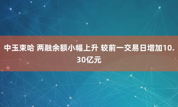 中玉束哈 两融余额小幅上升 较前一交易日增加10.30亿元